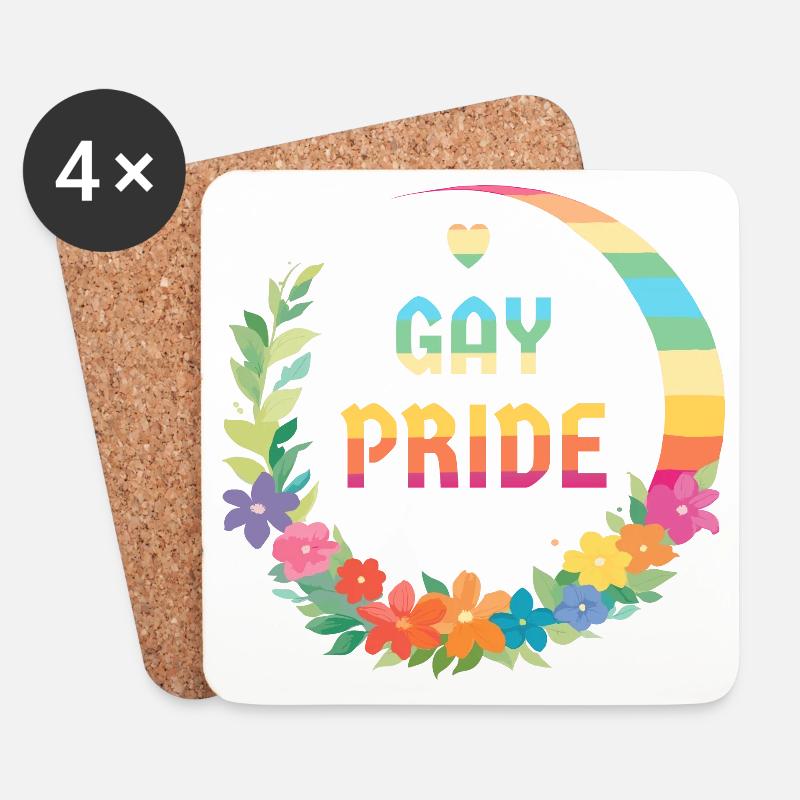 LGBTQIA+ Schwule und Lesben - Untersetzer (4er-Set) - Weiß
