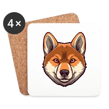 Shiba Inu Dog Breed Watercolor Cartoon Kawaii Colo - Coasters (set of 4) - white - Front