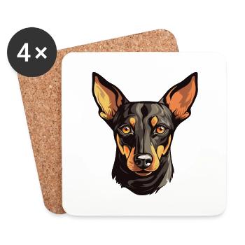 Manchester Terrier Dog Breed Watercolor Cartoon Ka - Coasters (set of 4) - white - Front