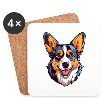 Strickjacke Welsh Corgi Hunderasse Aquarell Karikatur - Untersetzer (4er-Set) - Weiß - Vorne
