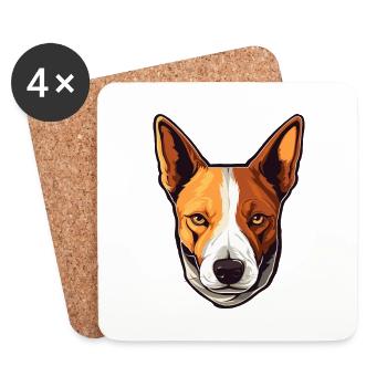 Basenji Hunderasse Aquarell Karikatur Kawaii Colorf - Untersetzer (4er-Set) - Weiß - Vorne