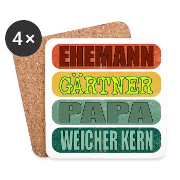 VATERTAG EHEMANN PAPA GARTEN GÄRTNER - Untersetzer (4er-Set) - Weiß - Vorne