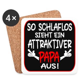 VATERTAG PAPA - BABY SCHLAFLOS - Untersetzer (4er-Set) - Weiß - Vorne