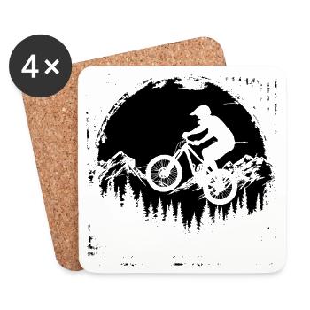 Mountain Biking Sketch - Coasters (set of 4) - white - Front