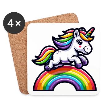Radiant Rainbow Unicorn: Die magische Stute - Untersetzer (4er-Set) - Weiß - Vorne