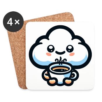 Caffeine Cumulus: The Cheerful Cloud - Coasters (set of 4) - white - Front