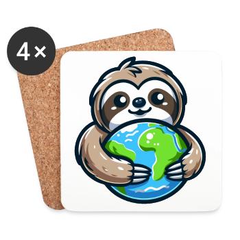 Embrassez le paresseux de la Terre - Dessous de verre (lot de 4) - blanc - Devant
