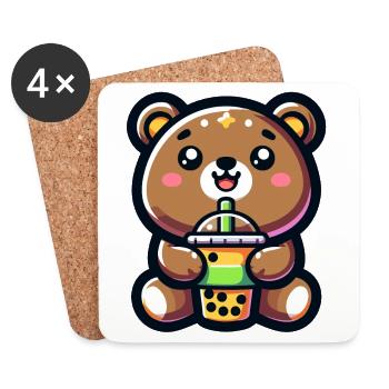 Boba Bear Bliss - Adorable câlin de thé - Dessous de verre (lot de 4) - blanc - Devant