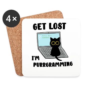 Get Lost I'm purrgramming - Coasters (set of 4) - white - Front