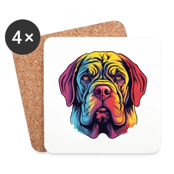 Neapolitanische Mastiff-Hunderasse Aquarell-Karikatur Ka - Untersetzer (4er-Set) - Weiß - Vorne