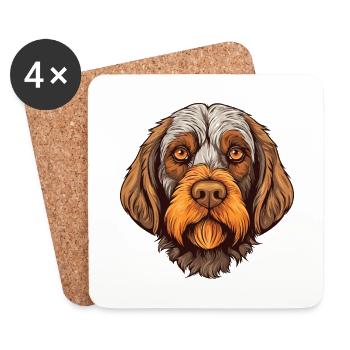 Wirehaired Pointing Griffon Dog Breed Watercolor C - Coasters (set of 4) - white - Front