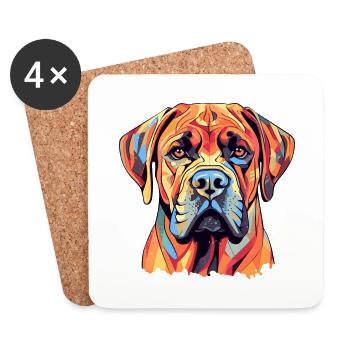 Boerboel Hunderasse Aquarell Karikatur Kawaii Farbe - Untersetzer (4er-Set) - Weiß - Vorne