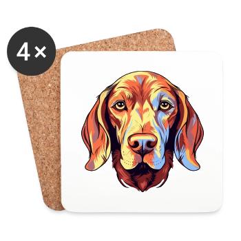 Vizsla à poil dur chien race aquarelle dessin animé Kaw - Dessous de verre (lot de 4) - blanc - Devant