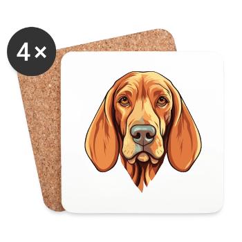 Bracco Italiano Dog Breed Watercolor Cartoon Kawai - Coasters (set of 4) - white - Front