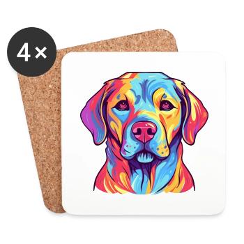 Labrador Hund Rasse Aquarell Karikatur Kawaii Farbe - Untersetzer (4er-Set) - Weiß - Vorne