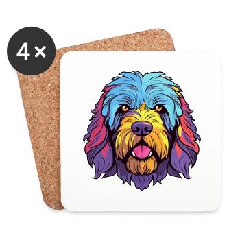 Labradoodle Hunderasse Aquarell Karikatur Kawaii Co - Untersetzer (4er-Set) - Weiß - Vorne