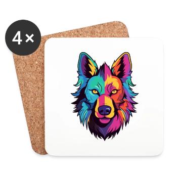 Keeshound Dog Breed Watercolor Cartoon Kawaii Colo - Coasters (set of 4) - white - Front