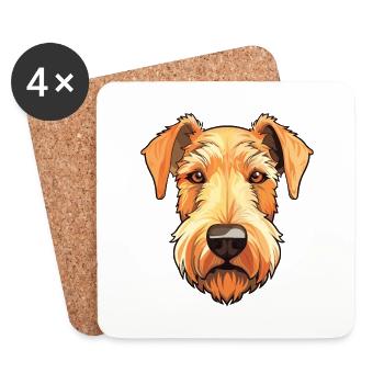 Lakeland Terrier chien race aquarelle dessin animé Kawa - Dessous de verre (lot de 4) - blanc - Devant