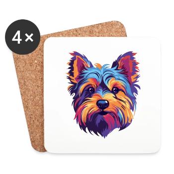 YORKIES Hunderasse Aquarell Karikatur Kawaii Colorf - Untersetzer (4er-Set) - Weiß - Vorne