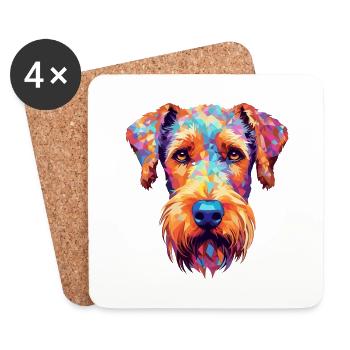 Airedale Terrier Hunderasse Aquarell Karikatur Kawa - Untersetzer (4er-Set) - Weiß - Vorne