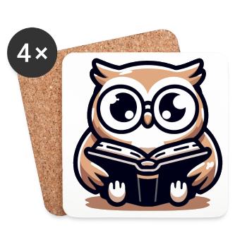 Wise Owl Reader Bookish Charm - Coasters (set of 4) - white - Front