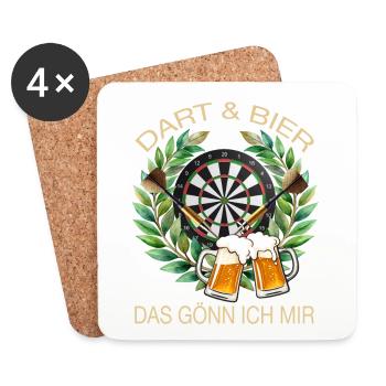 Dart & Bier - Das gönn ich mir - Untersetzer (4er-Set) - Weiß - Vorne