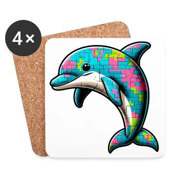 Delfin - Untersetzer (4er-Set) - Weiß - Vorne