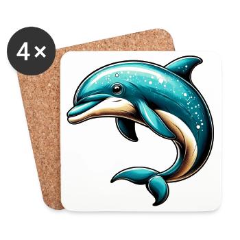 Delfin - Untersetzer (4er-Set) - Weiß - Vorne