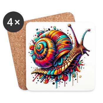 Schnecke - Untersetzer (4er-Set) - Weiß - Vorne