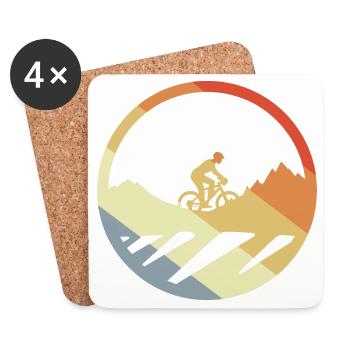 Mountainbiking Zeichnung Vintage - Untersetzer (4er-Set) - Weiß - Vorne