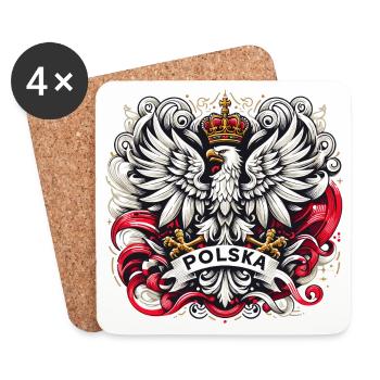 Polen Polska polnisch Wappen Adler Flagge Geschenk - Untersetzer (4er-Set) - Weiß - Vorne