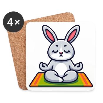 Zen-Hase: Der meditative Munchkin - Untersetzer (4er-Set) - Weiß - Vorne