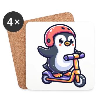 Pingouin en déplacement : le chéri qui s’époumone - Dessous de verre (lot de 4) - blanc - Devant