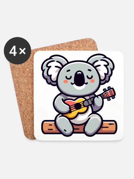 Koala Chords: The Eucalyptus Melodist - Coasters (set of 4) - white