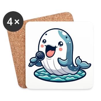 Melody Whale : le crooner aquatique - Dessous de verre (lot de 4) - blanc - Devant