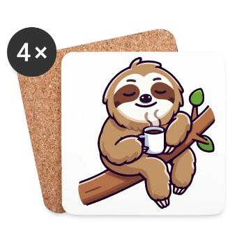 Sloth Sipper: Die gemütliche Liege - Untersetzer (4er-Set) - Weiß - Vorne