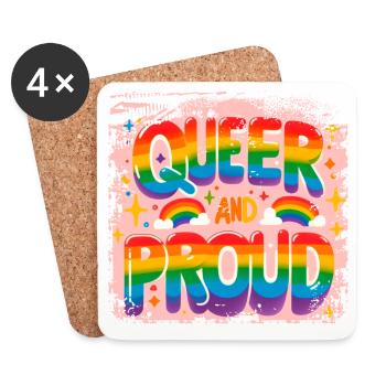 Queer und stolz - Untersetzer (4er-Set) - Weiß - Vorne