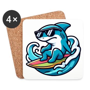 Shark Wave Rider: The Surfing Sensation - Coasters (set of 4) - white - Front