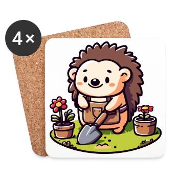 Hedgehog Gardener : le compagnon de floraison - Dessous de verre (lot de 4) - blanc - Devant