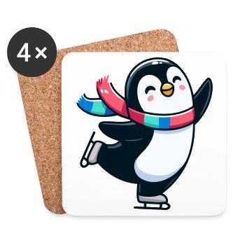 Winter Waltz Penguin: The Icy Dancer - Coasters (set of 4) - white - Front