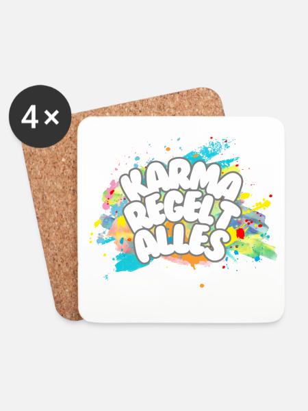 Karma regelt Alles - Untersetzer (4er-Set) - Weiß