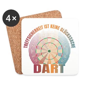 Treffsicherheit ist keine Glückssache - Dart - Untersetzer (4er-Set) - Weiß - Vorne