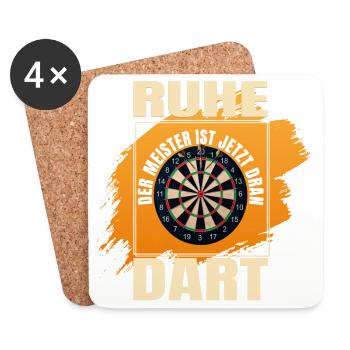 Ruhe Der Meister ist jetzt dran - Dart - Untersetzer (4er-Set) - Weiß - Vorne