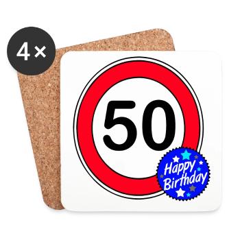 50.Geburtstag, 50 Jahre , Happy Birthday (25) - Untersetzer (4er-Set) - Weiß - Vorne