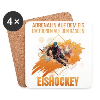 Adrenalin auf dem Eis Emotionen auf den Rängen - Untersetzer (4er-Set) - Weiß - Vorne