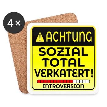 INTROVERTIERTE PERSON INTROVERSION IRONIE - Untersetzer (4er-Set) - Weiß - Vorne