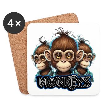 Monkeys 1 - Coasters (set of 4) - white - Front