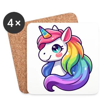 Radiant Rainbow Unicorn: Die mythische Stute - Untersetzer (4er-Set) - Weiß - Vorne