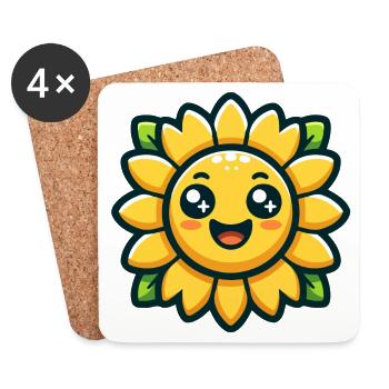 Sunny Blossom: The Radiant Sunflower - Coasters (set of 4) - white - Front