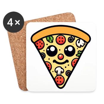 Pepperoni plein d’entrain : la tranche heureuse - Dessous de verre (lot de 4) - blanc - Devant